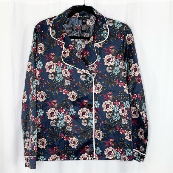 Nanette Lepore Womens Satin Floral PJ Set Size Large Excellent Condition - Picture 3 of 8